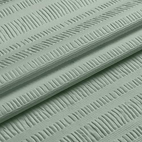 Aiyufeng Moga Sage Green Shower Curtain - 3D Embossed Textured Shower Curtains for Bathroom, Luxury Polyester Cloth Bath Curtain, 72Wx72H, Green