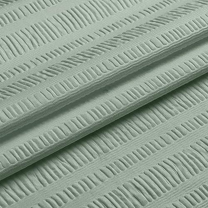 Aiyufeng Moga Sage Green Shower Curtain - 3D Embossed Textured Shower Curtains for Bathroom, Luxury Polyester Cloth Bath Curtain, 72Wx72H, Green