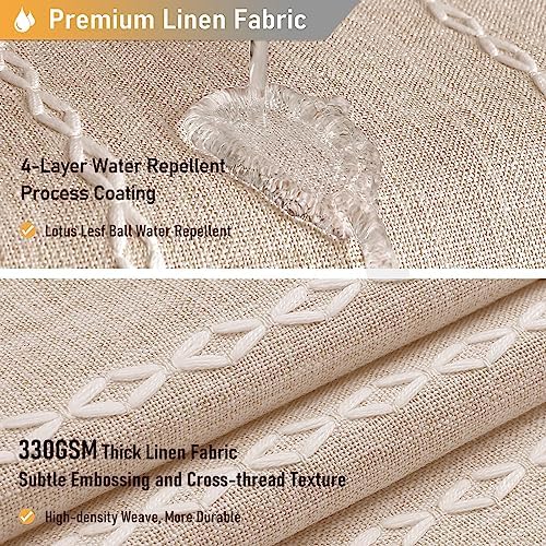 BTTN 60x72 Boho Farmhouse Linen Heavy Duty Shower Curtain Set, Tan/Taupe
