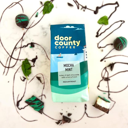 Door County Coffee Mocha Mint Flavored Ground Coffee - Medium Roast - 10 oz Bag - 100% Specialty Arabica