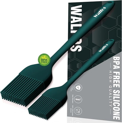 Walfos 600℉ Heat Resistasnt Basting Brush, BPA Free Silicone Pastry Brushes for Cooking, Spread Oil Butter Sauce for Baking Kitchen BBQ Grill, Dishwasher Safe, 2 Size (Large and Samll)