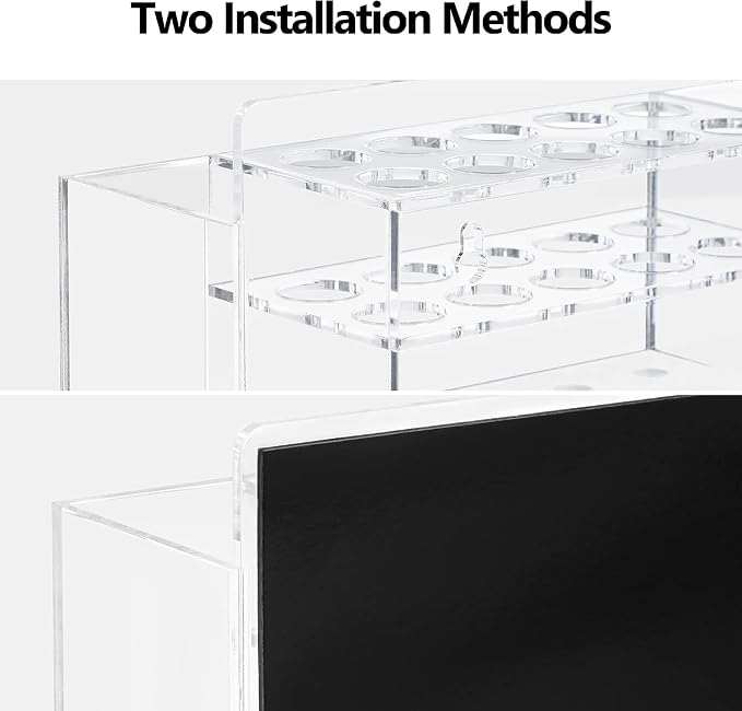 HBlife 2 Pcs Acrylic Magnetic Dry Erase Marker Holder for Whiteboard, Wall Mount 10 Slots Magnet Pen Pencil Holder for Fridge Refrigerator, Locker Organizer Accessories for Classroom Office, Clear