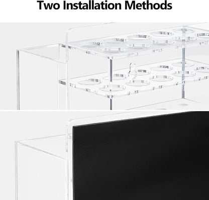 HBlife 2 Pcs Acrylic Magnetic Dry Erase Marker Holder for Whiteboard, Wall Mount 10 Slots Magnet Pen Pencil Holder for Fridge Refrigerator, Locker Organizer Accessories for Classroom Office, Clear
