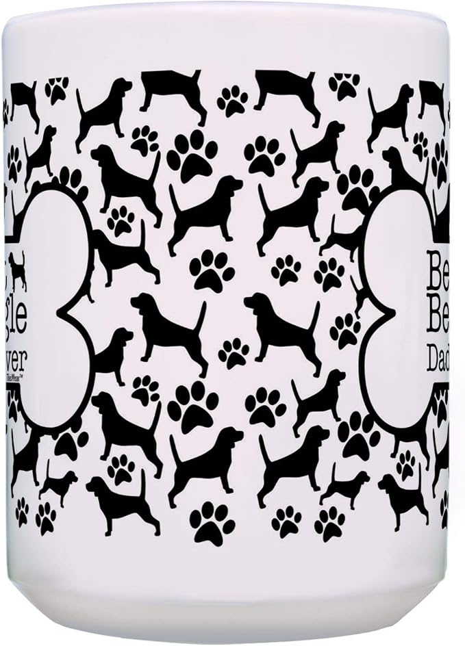 ThisWear Best Beagle Dad and Mom Ever Mug Set Bone and Paw Print Pattern 2 Pack 15-oz Cups 15oz Mugs