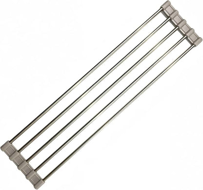 Ahyuan Roll up Dish Drying Rack Over The Sink Kitchen Roll up Sink Drying Rack Portable Dish Drainer Foldable Dish Drying Rack (Warm Gray, 17.8''X3.7'')
