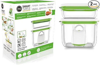 FOSA Vacuum Seal Food Storage System - Reusable Containers Starter Set & 2 Large Stackable Containers for Freshness (Pump Not Included)