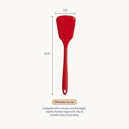 GIR: Get It Right Silicone Kitchen Spatula Turner - Non-Toxic Cooking Utensils for Nonstick Cookware, Cooking and Baking, Ultimate Turner - 13IN - Red