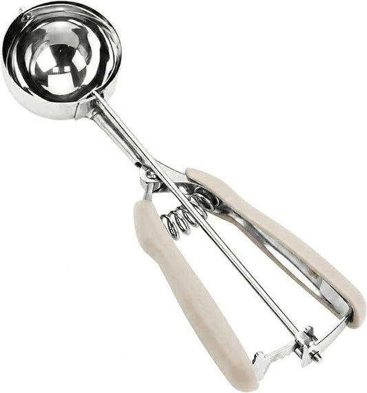 Ice Cream Scoop, 18/8 Stainless Steel Cookie Scoop, Cookie Scoops for Baking, 4 Tbsp/ 60 ml/ 2 oz Cookie Dough Scoop, Ice Cream Scooper with Trigger Release, Cookie Scooper for Baking(#12 White)