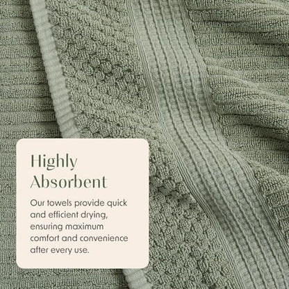 Springtree Home 100% Cotton Hand Towel Set | 6-Pack | Textured | Green