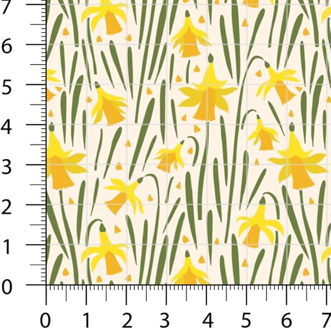 Patchwork Fabric Panel 100x155 cm, 100% Cotton Satin, 6 Coordinated Floral & Tulip Patterns, Yellow Blue Purple Spring Quilting Fabric (Spring Blossoms, 6pcs 50x50cm)