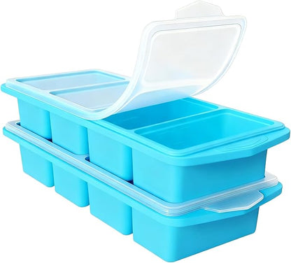 2 Pack Silicone Freezer Molds With Lids,1 Cup Silicone Freezer Tray With Lids for Easy Meal Prep Container and Kitchen Storage Solution Perfect for Storing Soup, Sauces, Leftovers and More