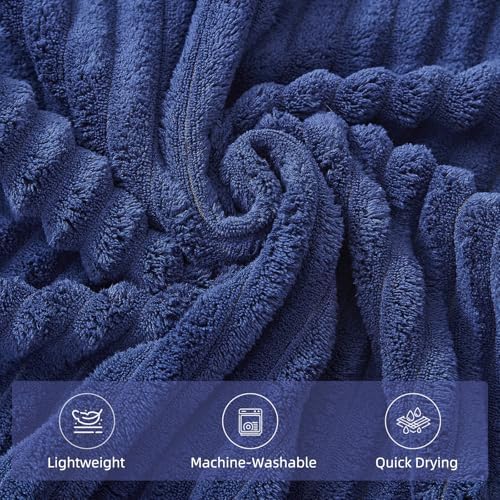6 Piece Bath Towel Set, 30"x60" Towels, Navy Blue