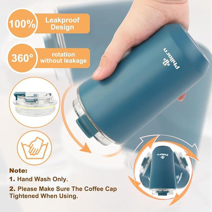 PHILORN Coffee Mug with Lid, 12 OZ Travel Mug, Leak-proof to go Coffee Mug, Stainless Steel Thermal Coffee Mug with Double Wall, Insulated Coffee Tumbler for Men and Women for Hot & Cold Drinks, P922