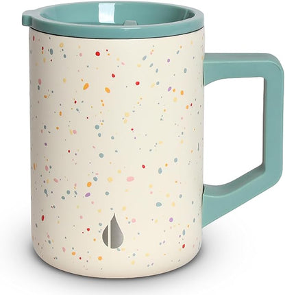 Elemental Insulated Coffee Mug - Triple-Wall Stainless Steel Summit Travel Cup for Hot and Cold Drinks - Thermal Coffee Mug with Lid and Handle for Camping, Office & Travel 16oz - Rainbow Speckle