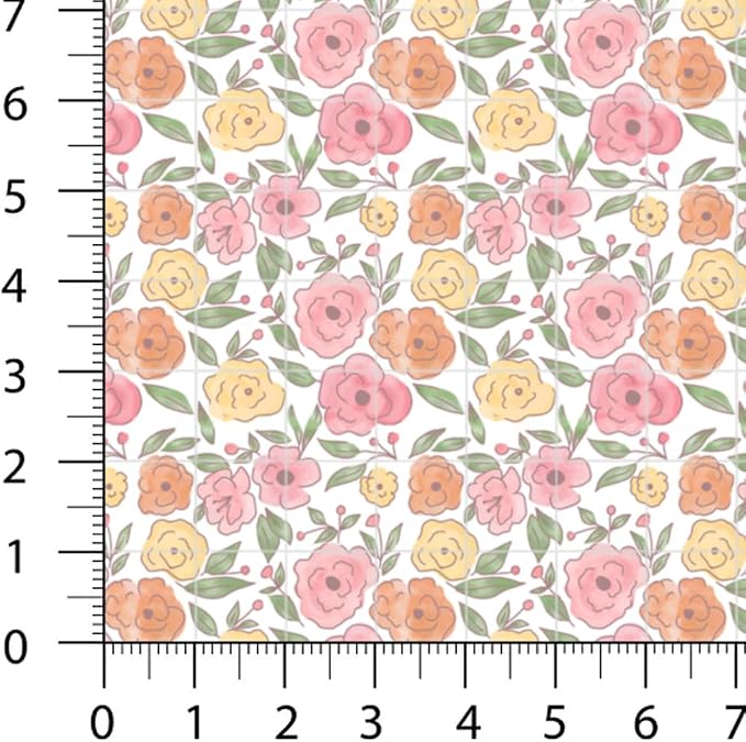 Patchwork Fabric Panel 100x155 cm, 100% Cotton Satin, 6 Coordinated Floral Patterns, Pastel Garden Quilting & Sewing Fabric (Blooming Days, 6pcs 50x50cm)