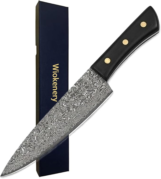 Chef Knife 8 Inch,Light Kitchen Knife, Ideal for All-Around Food Preparation with Damascus Steel Knife,Ultra Sharp Japanese Knife with Ergonomic Handle