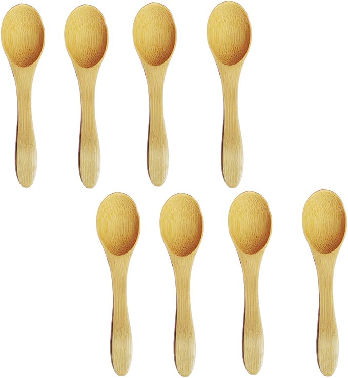 8 Pcs Mini Wooden Spoons - Handmade Small Teaspoons for Honey, Sauces, Ice Cream, Coffee & Sugar