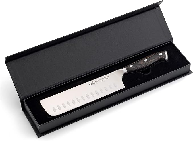 JoyJolt 7” Nakiri Knife. High Carbon x50 German Steel Kitchen Knife – Magnetic Gift Boxed Japanese Knife.