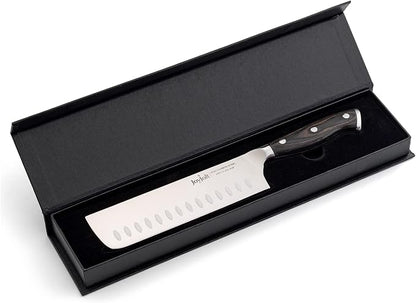 JoyJolt 7” Nakiri Knife. High Carbon x50 German Steel Kitchen Knife – Magnetic Gift Boxed Japanese Knife.