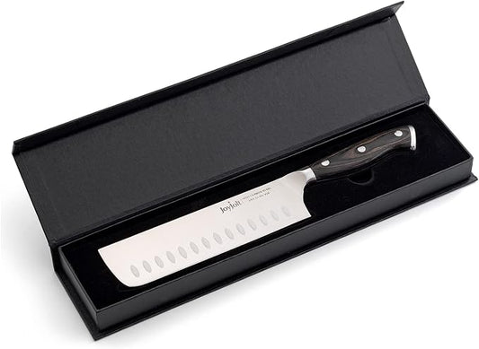 JoyJolt 7” Nakiri Knife. High Carbon x50 German Steel Kitchen Knife – Magnetic Gift Boxed Japanese Knife.