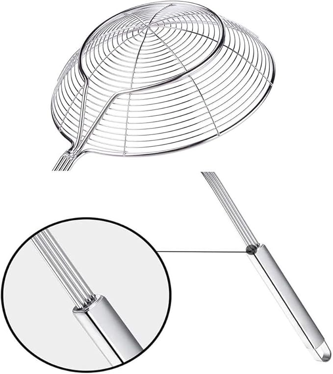 Tenta tenta kitchen Solid Stainless Steel Spider Strainer Skimmer Ladle for Cooking and Frying, Kitchen Utensils Wire Strainer Pasta Strainer Spoon. (7 inch 1pc)
