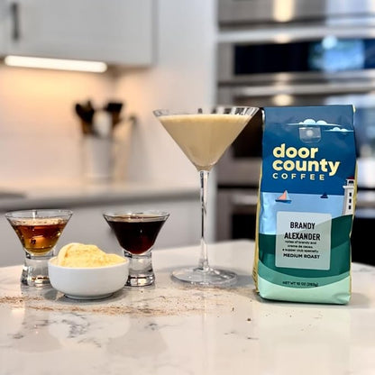 Door County Coffee Flavored Coffee Ground | 10 oz Bag | Flavored Ground Coffee Medium Roast | 100% Specialty Arabica Coffee Ground | Flavored Gourmet Coffee (10 Ounce, Brandy Alexander)