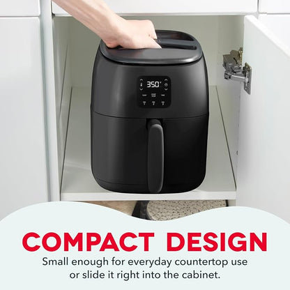 Dash Tasti-Crisp™ Digital Air Fryer – 2.6 Quart Small Compact Mini Air Fryer for French Fries, Nuggets & More, 1-2 People, Auto Shut Off, Adjustable Temp, Dishwasher Safe Parts - Black