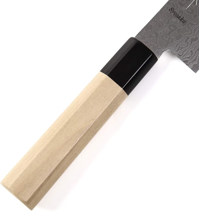 Japanese Multi Purpose Chef Knife Damascus ZA18 69 Layer Octagonal Magnolia Wood Handle, Santoku 7-inch (180mm)