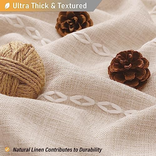 BTTN 72x78 Long Boho Farmhouse Linen Heavy Duty Shower Curtain, Tan/Taupe