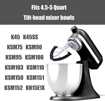Flex Edge Beater for KitchenAid,Mixer Attachement Compatible With KitchenAid,Mixer Accessory,Fits Tilt-Head Stand Bowls For 4.5-5 Quart Bowls,Beater With Silicone Edges,Black