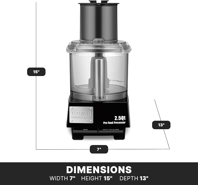 Waring Commercial Food Processor, 2.5 Quart Capacity, 3/4 Horsepower Motor, Vegetable Chopper for Professional Kitchens, WFP11S
