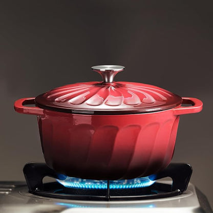 Enameled Cast Iron Dutch Oven Pot with Lid, 3 QT Dutch Oven for Bread Baking, Heavy Duty Cast Iron Pot for Braising, Cook, Bake, Oven Safe across All Cooktops (Red,3 QT)
