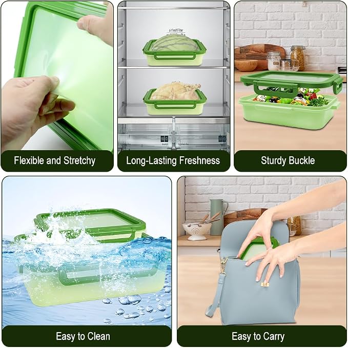 Abnaok 2PCS Reusable Large Fruit And Veggie Savers, Silicone Fruit Storage Box, Fruit Storage Pods For Food Saver, Ideal For Roast Chicken, Garlic, Onions, Lemons, Watermelon and Potatoes