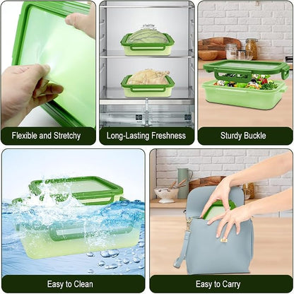 Abnaok 2PCS Reusable Large Fruit And Veggie Savers, Silicone Fruit Storage Box, Fruit Storage Pods For Food Saver, Ideal For Roast Chicken, Garlic, Onions, Lemons, Watermelon and Potatoes