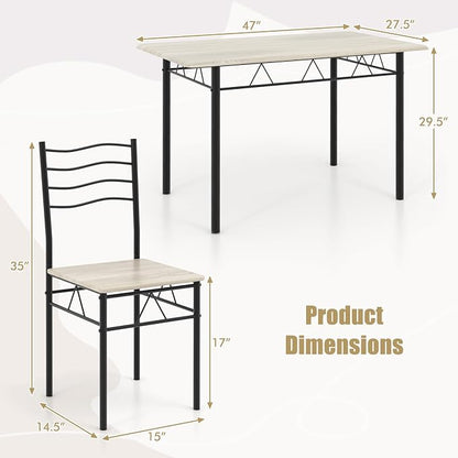 Giantex 47-inches Dining Table Set for 4, Rectangular Kitchen Table with 4 Dining Chairs, Metal Frame, 5-Piece Space-Saving Dinette Set for Small Space, Dinner, Breakfast Nook, Apartment