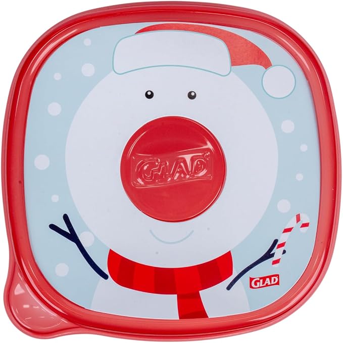 Glad GladWare Holiday Food Storage Containers with Reversible Gift Tags, Large Square BPA Free Plastic for Holiday Cookies and Gifting, Microwave Freezer Dishwasher Safe, 42 Oz, 3 Count