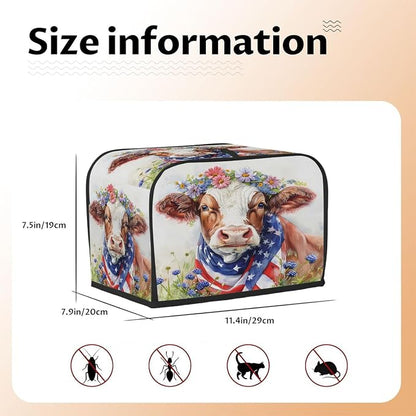 Highland Cow Toaster Cover 2 Slice Wide Slot Washable Toaster Covers | Flower Animal Dust and Fingerprint Protection Bread Maker Covers for Kitchen Accessories Decor Bakeware Women Gift