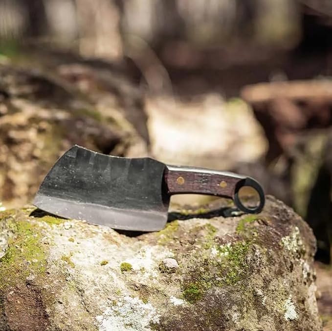 COOLINA Vikings Duo Butcher & Cleaver Knife Set - Hand-Forged High-Carbon Steel, Razor Sharp, Full Tang, Wood Handle, Perfect for BBQ, Meat & Veggies, Built for Grill Masters