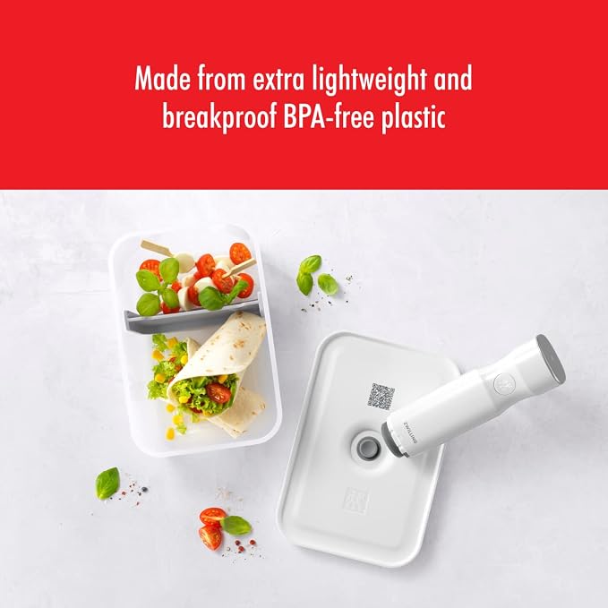 ZWILLING Fresh & Save Plastic Lunch Box, Airtight Food Container, Meal Prep, BPA-Free, Grey, Semitransparent - Large