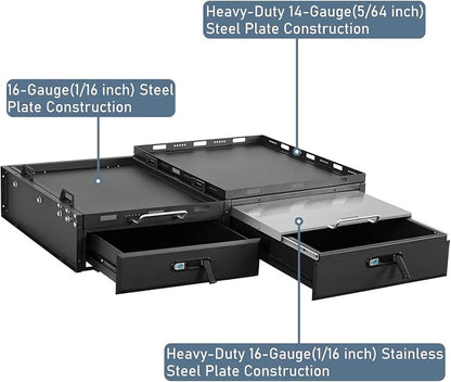 Hooke Road JK JL Trunk Drawer System w/Fridge Slide Mount for 2007-2026 Jeep Wrangler JK JL 4-Door, Tailgate Lockable Tool Box Cargo Storage Organizer