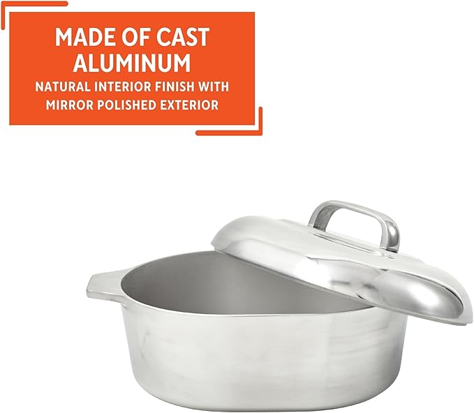 IMUSA 11in H. Cajun Cast Aluminum Oval Roaster with Lid