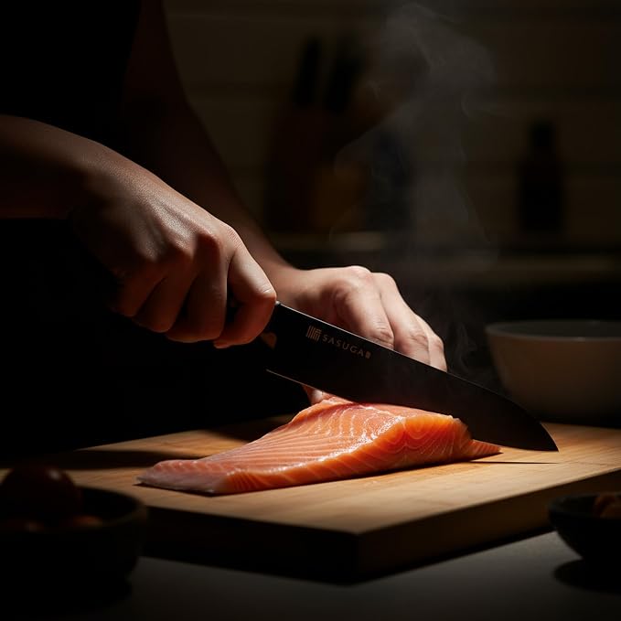 SASUGA Lightweigth Japanese Gyuto Chef’s Knife 210mm – Made in Japan | Molybdenum-Vanadium Stainless Steel | Razor-Sharp, Rust-Resistant Blade for Meat, Fish & Vegetables