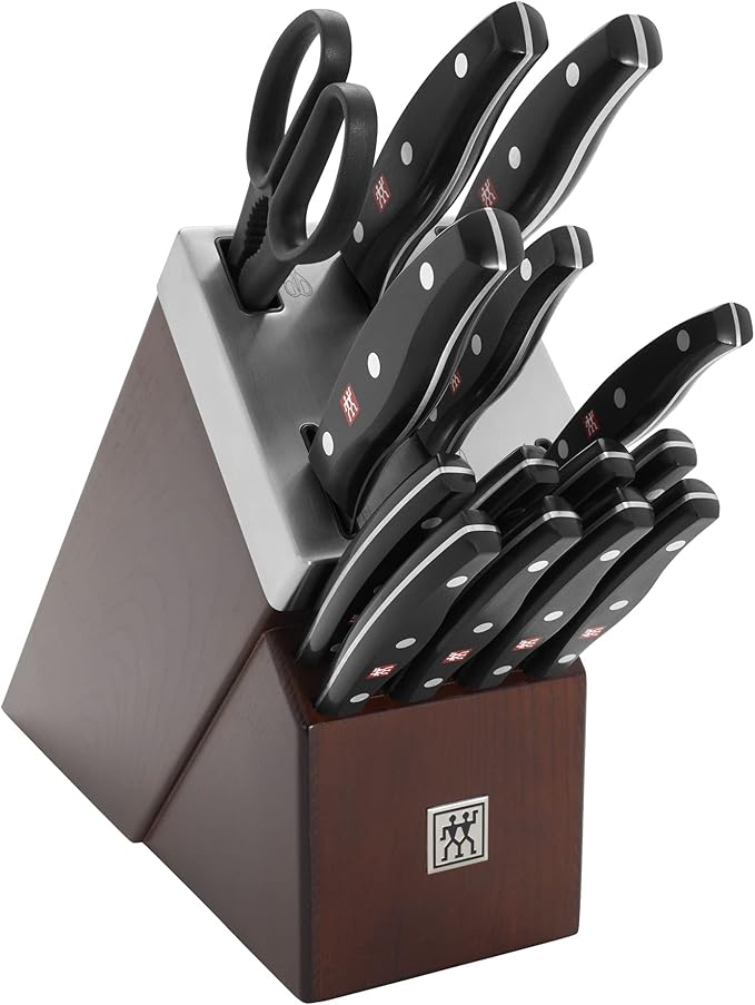 ZWILLING Twin Signature 15-Piece Razor-Sharp German Knife Block Set, Made in Company-Owned German Factory with Special Formula Steel perfected for almost 300 Years, Dishwasher Safe