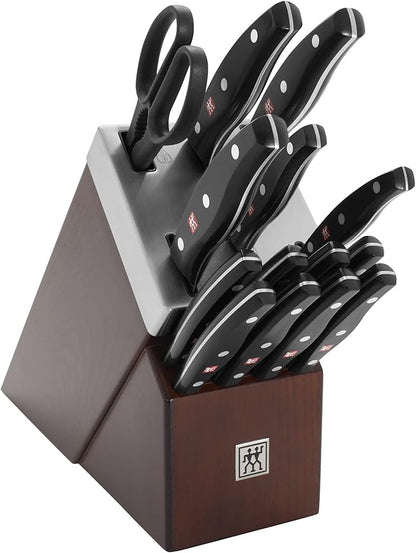 ZWILLING Twin Signature 15-Piece Razor-Sharp German Knife Block Set, Made in Company-Owned German Factory with Special Formula Steel perfected for almost 300 Years, Dishwasher Safe
