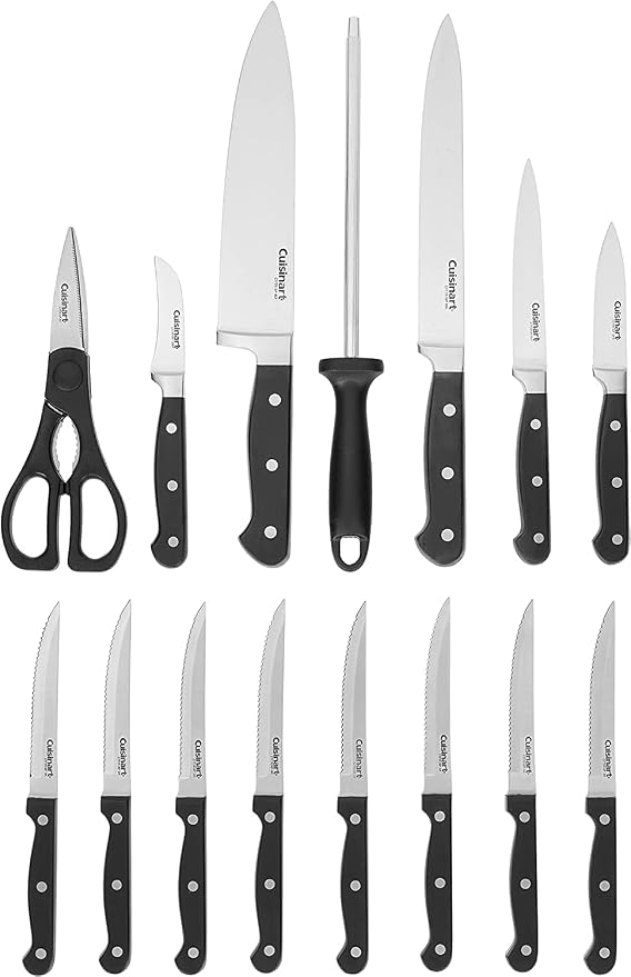 Cuisinart C77TR-16P Triple Rivet Collection 16-Piece Cutlery Block Set, Stainless Steel