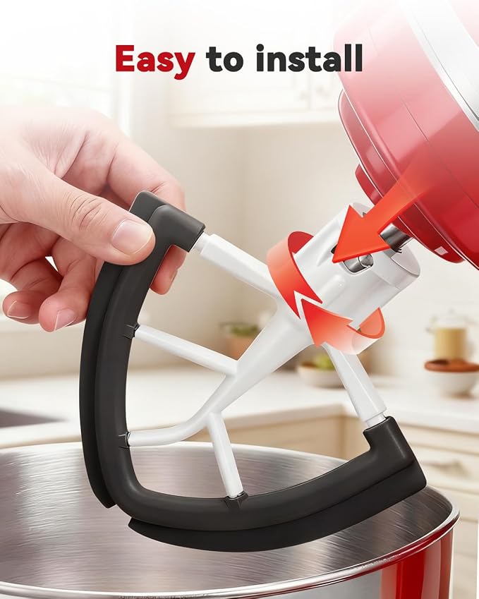 Flex Edge Beater Paddle for KitchenAid 4.5-5QT Tilt-Head Stand Mixer Silicone Bowl Scraper Replacement Part,Dishwasher Safe for Kitchen Aid Accessories And Attachments Mixers Accessory,Black