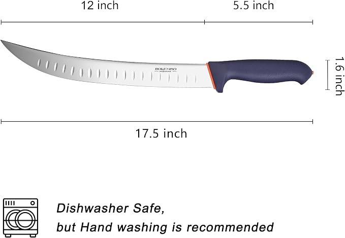 12 Inch Brisket Slicing Knife,Carving Knifewith Granton Edge, X50CrMoV15 Stainless Steel Butcher Knife with Ergonomic Non-Slip Handle for Meat Cutting, BBQ & Turkey