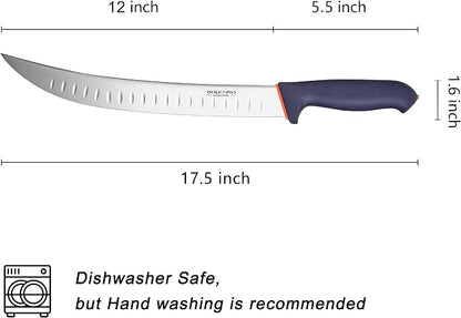 12 Inch Brisket Slicing Knife,Carving Knifewith Granton Edge, X50CrMoV15 Stainless Steel Butcher Knife with Ergonomic Non-Slip Handle for Meat Cutting, BBQ & Turkey