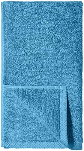 Amazon Basics 8-Pack Lightweight Quick-Dry Hand Towels, 100% Cotton, 28" x 16", Lake Blue