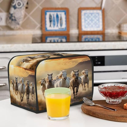 Animal Horse Toaster Cover 4 Slice Wide Slot Washable Toaster Covers | Running Horse Dust and Fingerprint Protection Bread Maker Covers for Kitchen Accessories Decor Bakeware Women Gift